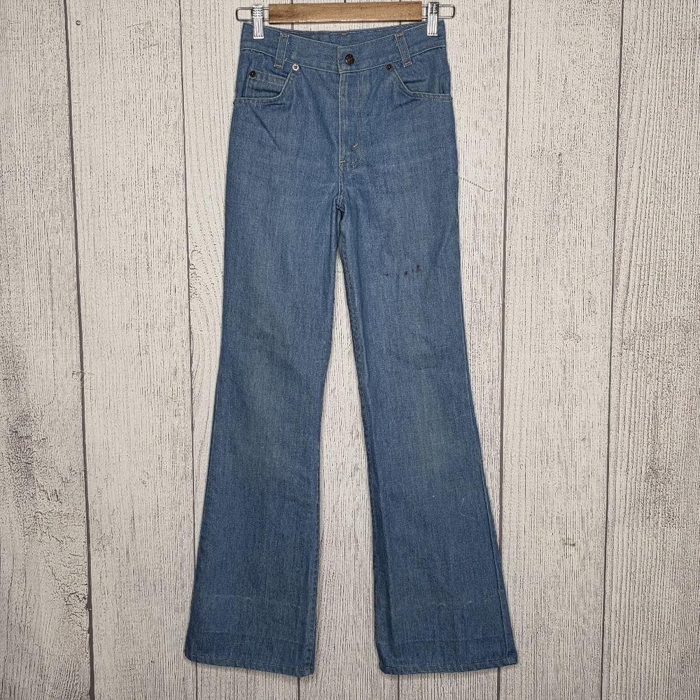 Vintage 70s Levi’s Orange Tab Flare Jeans Talon 42 USA W24 L31 (23x30.5)